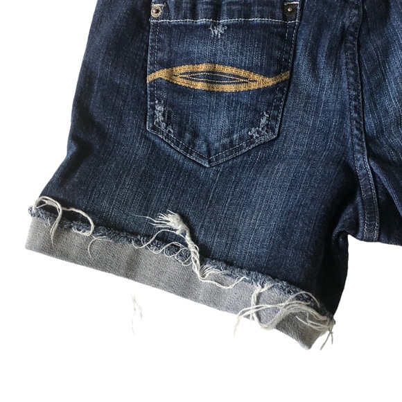 T Five Denim Low Rise Stretch Cuffed Distressed Jean Shorts - Picture 6 of 14